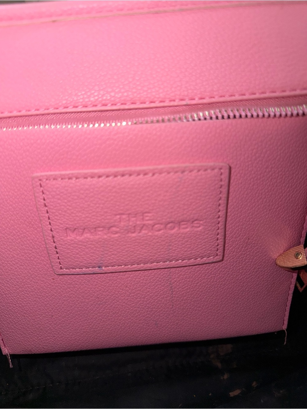 Marc Jacobs The Leather Small Tote Bag in Pink with White Logo - Picture 8 of 8